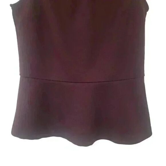 Banana Republic Women's Burgundy Poly/Spandex Sleeveless Peplum Top - Picture 4 of 9